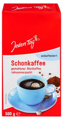 Produktbild von Jeden Tag Röstkaffee entcoffeiniert Schonkaffee Packung 500g