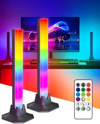 Image de Éclairage d'ambiance pour jeux vidéo - Lot de 2 - 8 modes dynamiques - 16 millions de couleurs - LED 5050 - Télécommande - Synchronisation musicale.
