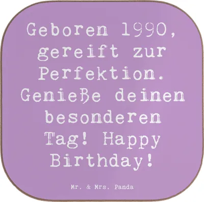 Produktbild von Mr. & Mrs. Panda Untersetzer für Gläser Spruch 1990 Geburtstag - Lavendeltraum - Geschenk, Tassen, Nostalgie, Coaster, Happy Birthday, Lebensfreude, Tassenuntersetzer