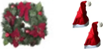 Produktbild von Weihnachtsdekoration 30cm Kranz + 2 Nikolaus Mützen