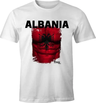 Produktbild von EM T-Shirt Herren Fußball Albanien Flagge Fanshirt Waschbrettbauch MoonWorks®  XL