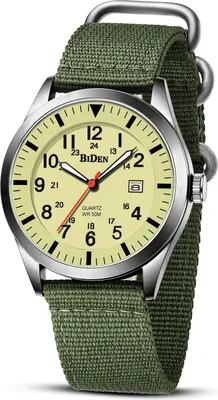 Produktbild von Stilvolle Herren Quarzuhr mit kratzfestem Glas, leuchtenden Ziffern, 30M wasserdicht und strapazierfähigem Nylonarmband perfekt für Alltag Outdoor.