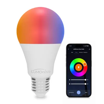 Produktbild von LUMOnova Smarte Glühbirne E27 A60, 9W, 806lm, RGBW, WLAN, Alexa & Google