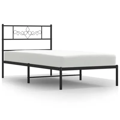 Produktbild von Bettgestell mit Kopfteil Metall Schwarz 100x200 cm