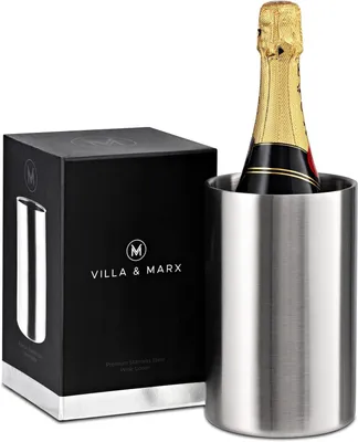 Image de Seau à champagne de qualité supérieure - Maintient les bouteilles de 750 ml fraîches pendant des heures - Refroidisseur à vin blanc isotherme sans glace (en acier inoxydable)