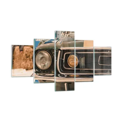 Produktbild von Bilder auf glas - 5 Teile - Abdeckung Ford Mustang - 125x70cm - Glasbilder - Wandbilder - Bilder - zum Aufhängen bereit - Wanddekoration aus Glas - Glas Bilder - Wandbild auf Glas - GEA125x70-4480