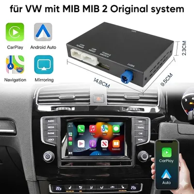 Zdjęcie produktu dla Bezprzewodowe urządzenie CarPlay Android Auto Box do systemu MIB1/MIB2 – zestaw modernizacyjny do modeli VW Golf 7, Touran, Tiguan, Passat, Atlas, Phideon i Lamando