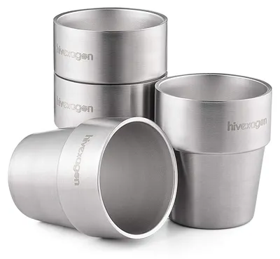 4er-Set doppelwandige Edelstahlbecher 300 ml spülmaschinenfest
