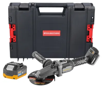 Zdjęcie produktu dla Procraft Industrial AG125Cbb Akumulatorowa szlifierka kątowa z płaską głowicą 20 V 125 mm bezszczotkowa Solo – bez akumulatora, bez ładowarki