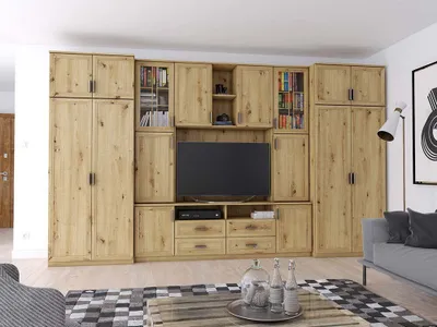 Produktbild von Meblast | Sawa Wohnwand; Artisan Eiche - Premium Beschläge | Möbel, Natürlichkeit, Premium TV-Möbel, Große Anbauwand, Schrankwand, Wohnzimmer-Set, Sonoma Eiche