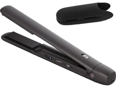 Immagine prodotto di MEDION Piastra HS2 (senza fili, display, 5 impostazioni di calore regolabili, da 165° a 210°, piastre riscaldanti flessibili in Vetroceramica e tormalina, copertura protettiva in silicone, sensore di temperatura, piastra per capelli) nero