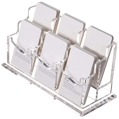 Produktbild von Visitenkartenhalter für Schreibtisch – Vertikal, Klar Acryl, 2-stufig mit 6 Fächern, Desktop Business Card Display Holder für Büro & Empfang