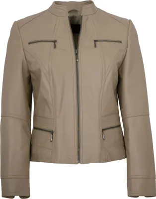 Produktbild von MADDOX - Damen Lederjacke Lammnappa taupe : 46