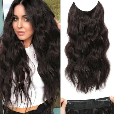 Immagine prodotto di Estensione per capelli ondulata, lunghezza 50,8 cm, con 4 clip, colore marrone scuro