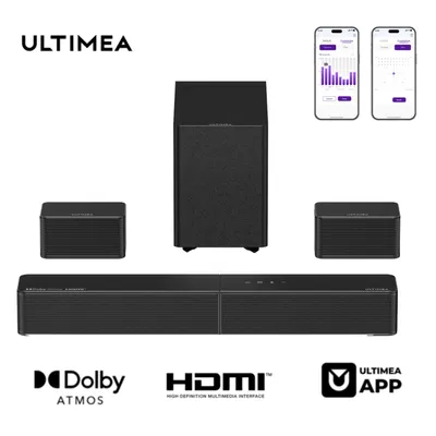 Produktbild von ULTIMEA Poseidon R5T 5.1 Soundbar mit Dolby Atmos, 312 W Spitzenleistung, kabellosem Subwoofer und Rear-Surround-Lautsprechern