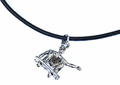 Produktbild von Skateboarder Kette Halskette Miniblings 45cm Leder Skateboard Longboard silber