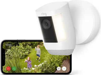 Produktbild von Ring Spotlight Kamera Pro Kabel (Spotlight Cam Pro Wired)| Außenkamera, 2K-Video, Ring Vision, 3D-Bewegungserfassung, LED-Spotlights, Überwachungskamera | 30-tägige e Testphase für Ring Home