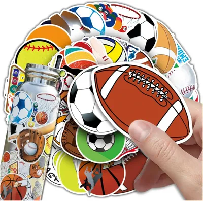Produktbild von Sportaufkleber-Set, 50 Stück, bunt, zum Basteln für Kinder, DIY-Dekoration