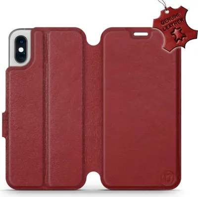 Produktbild von Echtleder Handyhülle für iPhone X, Mobiwear Leather, Dunkelrot
