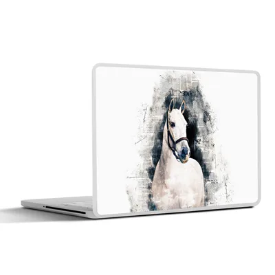 Produktbild von MuchoWow® Laptop Aufkleber Sticker Cover Pferd - Halfter - Zeitung - Mädchen - Kinder - Mädchen 25x18 cm - Laptop-Deko