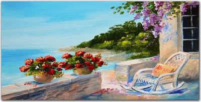 Produktbild von Coloray - Bild aus Glas - 120x60 cm - wohnzimmer glasblock mit bild wanddekoration gehärtetes Glas Dekoration Küche - Küste Meer Himmel Blumen