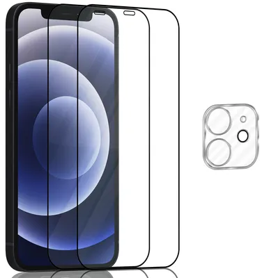 Produktbild von 2-Pack iPhone 12 Mini Displayschutzfolie & 1-Pack Kameraschutz - Gehärtetes Glas 9H - Super Qualität 3D