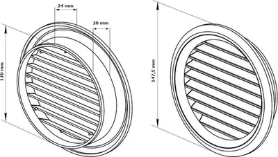 Zdjęcie produktu dla Kratka wentylacyjna, moskitiera, kratka z tworzywa sztucznego, kratka wywiewna, kratka wentylacyjna, biała, Ø 125 mm