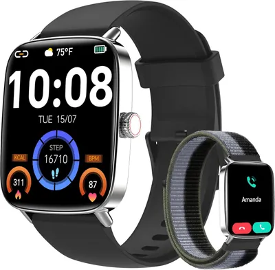 Produktbild von Yoever Smartwatch mit Bluetooth-Telefonfunktion – 1,85" HD Touchscreen, Gesundheitsüberwachung, 110+ Sportmodi, IP68 wasserdicht