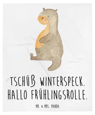 Produktbild von Mr. & Mrs. Panda Tagesdecke Otter Bauch - Weiß - Geschenk, Sofaüberwurf, Decke, Seeotter See, Winterspeck, Kunstfelldecke, dick, Kuscheldecke, Sportmuffel, Bettdecke