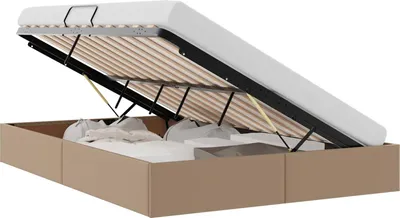 Image de vidaXL Coffret de lit capitonné, couleur cappuccino, 140 x 200 cm, revêtement en similicuir