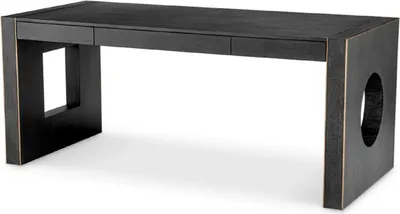 Zdjęcie produktu dla Casa Padrino luksusowe biurko z 3 szufladami czarny szary / brąz 180,5 x 80 x h. 76 cm - Biurko - Biurko komputerowe - Meble biurowe - Luksusowe meble - Luksusowe meble - Luksusowa jakość