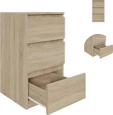 Zdjęcie produktu dla YUMEBLY | Komoda słupek 40x75x40 cm z 3 szufladami – szafka do salonu, sypialni, biura lub pokoju dziecięcego | Dąb Sonoma