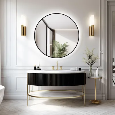 Image de MIROIR DE BAIN LED ARES NOIR, avec protection anti-buée, 60 cm, noir
