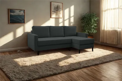 Produktbild von Kaiser Möbel Ecksofa mit schlaffunktion und bettkasten, Ecksofa L-Form, Eckcouch L-Form KEBI stoff Curio Graphit Rechts