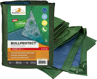 Productafbeelding van Afdekzeil 2 x 3 m, 150 g/m², groen-blauw, met ogen en waterdicht