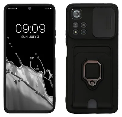 Produktbild von kwmobile Handyhülle kompatibel mit Xiaomi Redmi Note 11 Pro Plus 5G - Softcase mit Kameraschutz - Kartenfach - Schwarz