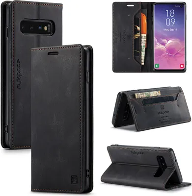 Image de Galaxy S10 Case, RetroPolyuréthaneLeather Case, Stand and Protective Case for Samsung Galaxy S10 black