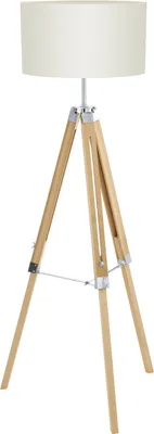 Produktbild von EGLO Stehlampe Lantada, Stehleuchte Vintage, Standleuchte aus Holz, Stahl und Textil, Wohnzimmerlampe, Lampe mit Schalter,, E27