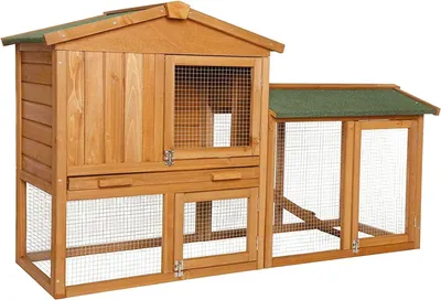 Image de Cage pour lapins, abri pour petits animaux, villa pour lapins, dimensions : 147 x 52 x 85 cm