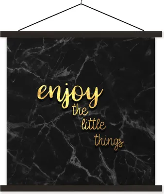 Produktbild von MuchoWow® Textilposter Zitate - Sprichwörter - Gold - Marmor 60x60 cm mit schwarzem Rahmen - Posteraufhänger