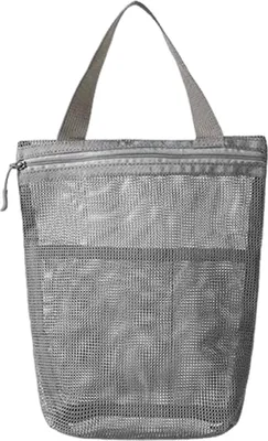 Produktbild von Aufbewahrungs-Duschtasche, Strand-Toilettentasche, Reißverschluss, große Kapazität, einfarbig, hohles Netz, Kosmetiktasche mit Griff