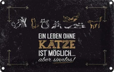 Produktbild von vianmo Blechschild 20x30 cm Katze Ein Leben ohne möglich