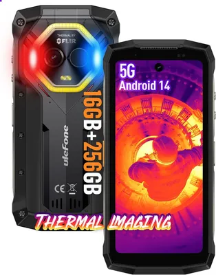 Produktbild von Ulefone Armor Mini 20T Pro 5G Outdoor Handy 4,7” FLIR® Wärmebildkamera, 256GB+16GB/2TB Android 14 Smartphone IP68 50MP 33W/6200mAh, Dual SIM NFC
