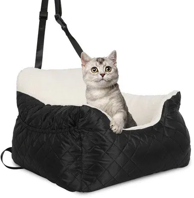 Produktbild von Hundebank für kleine und mittelgroße Hunde und Katzen bis 12 kg – Autohundebank Schwarz+Weiß