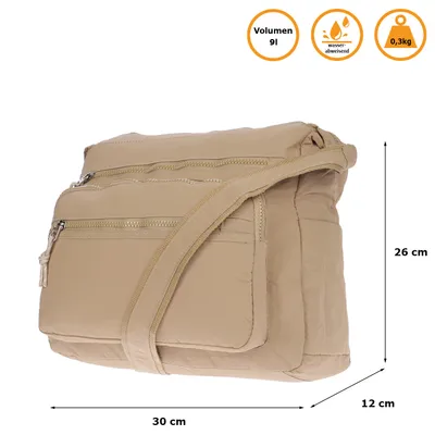 Produktbild von Große Damen Tasche Schultertasche Umhängetasche Henkeltasche Nylon Optik Bag Khaki