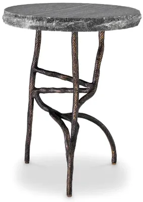 Produktbild von Casa Padrino Luxus Beistelltisch Vintage Messing / Schwarz Ø 45,5 x H. 58 cm - Runder Messing Tisch mit Marmorplatte - Wohnzimmer Möbel - Luxus Möbel - Wohnzimmer Einrichtung - Luxus Qualität