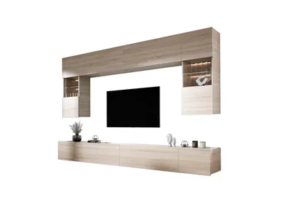 Produktbild von Wohnwand Sonoma-Eiche, Breite: 300 cm, Höhe: VERSTELLBAR cm, Tiefe: 42 cm