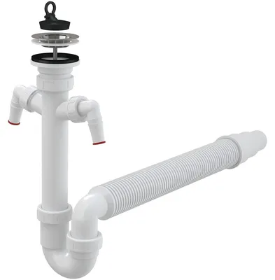 Immagine prodotto di Sifone per tubi Alcadrain (Alcaplast) con griglia in acciaio inox DN70, due raccordi e tubo flessibi