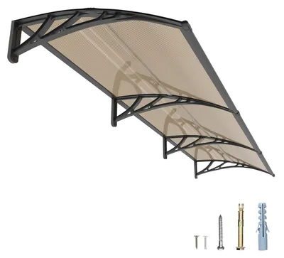 Image de Avant-toit pour porte d'entrée, 80 x 300 cm, protection UV, polycarbonate