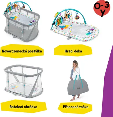 Obrázek produktu pro BABY EINSTEIN Postýlka s ohrádkou na hraní a klavírem 3v1 Kick & Snooze™ 0m+